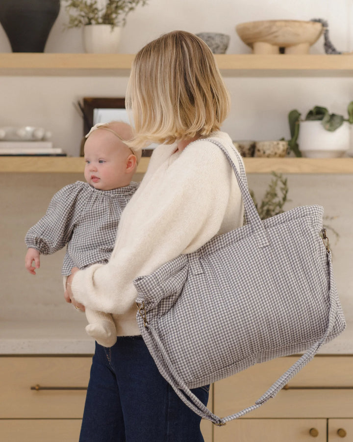 ORGANIC Diaper Bag + Changing Pad Set Midnight Gingham