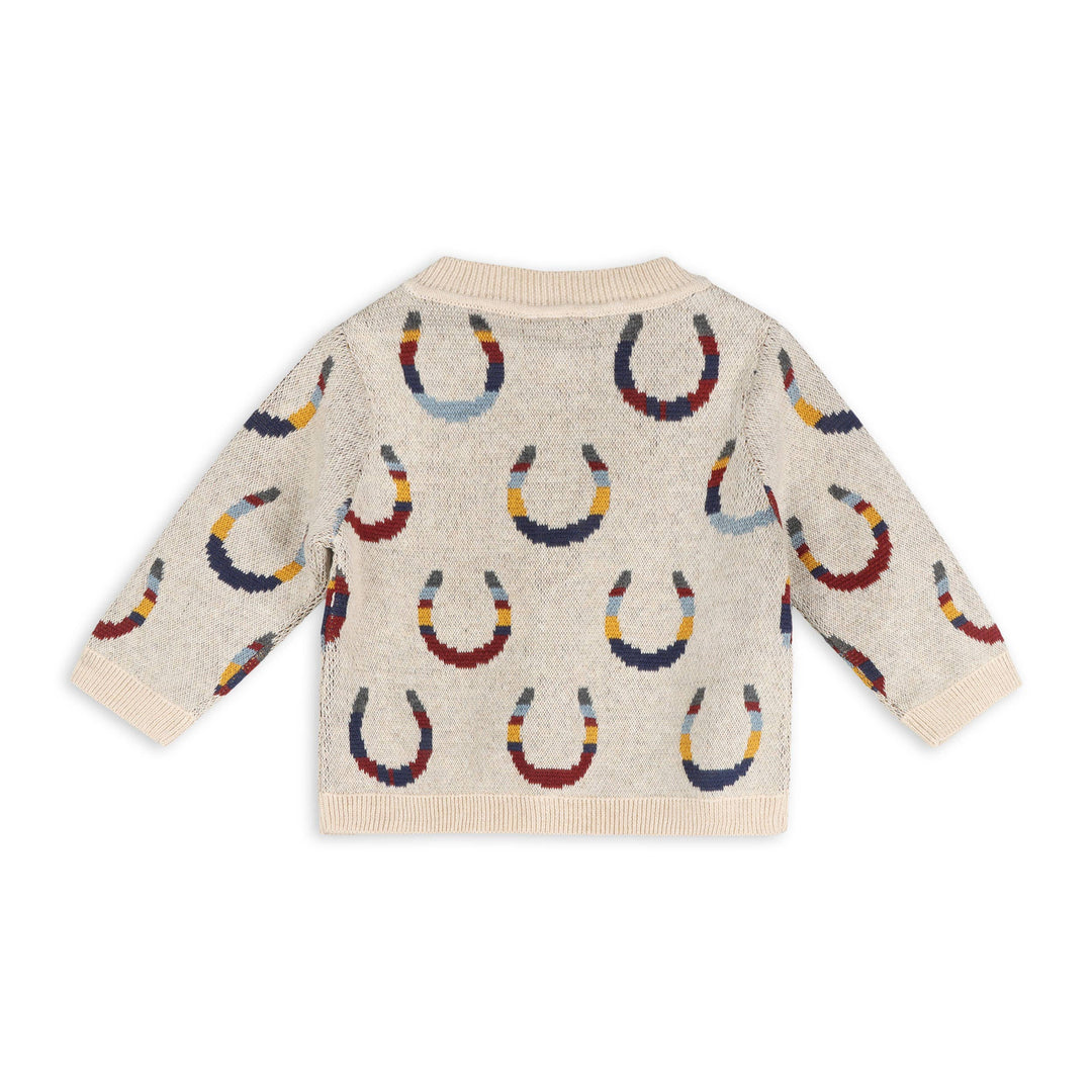 Horse Shoe Jacquard Knit Baby Cardigan (Organic Cotton)