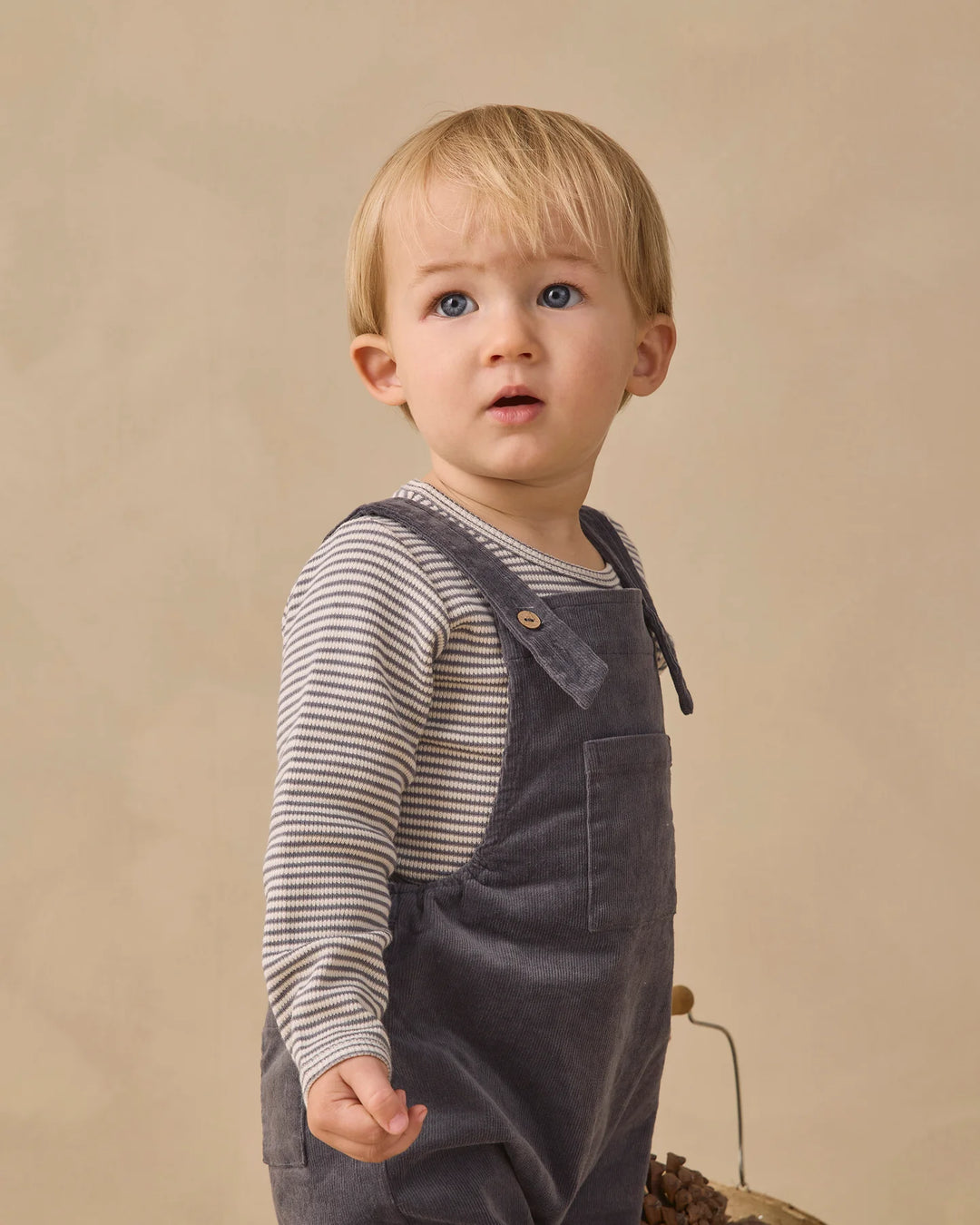 ORGANIC Waffle Long Sleeve Bodysuit Midnight Microstripe