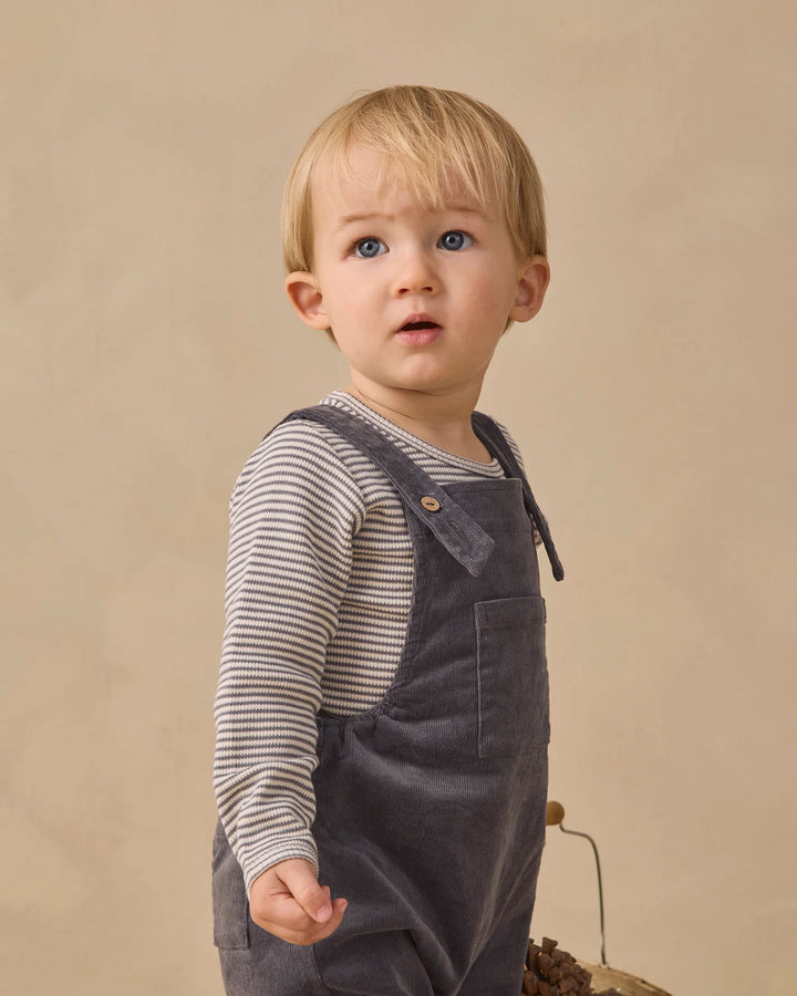 ORGANIC Waffle Long Sleeve Bodysuit Midnight Microstripe
