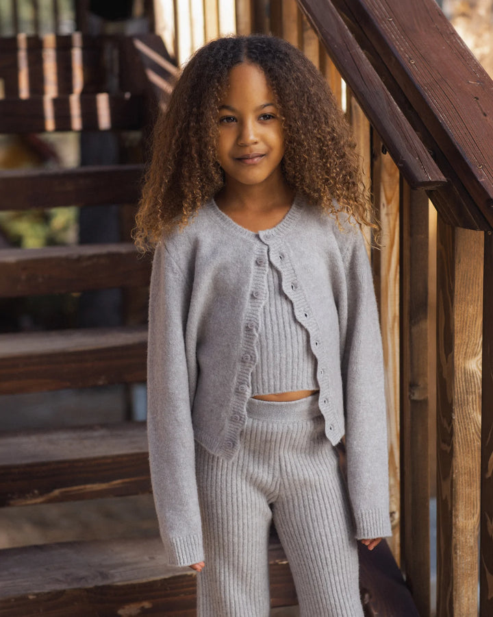 Scallop Cardigan Dusty-Blue