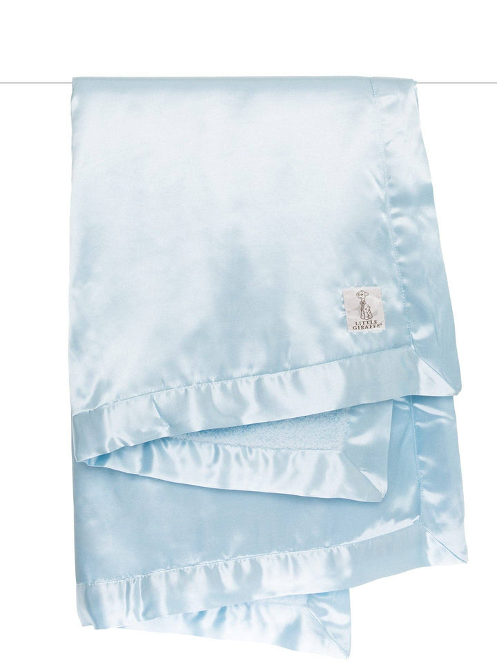 LITTLE GIRAFFE Blue Chenille Satin™ Back Baby Blanket