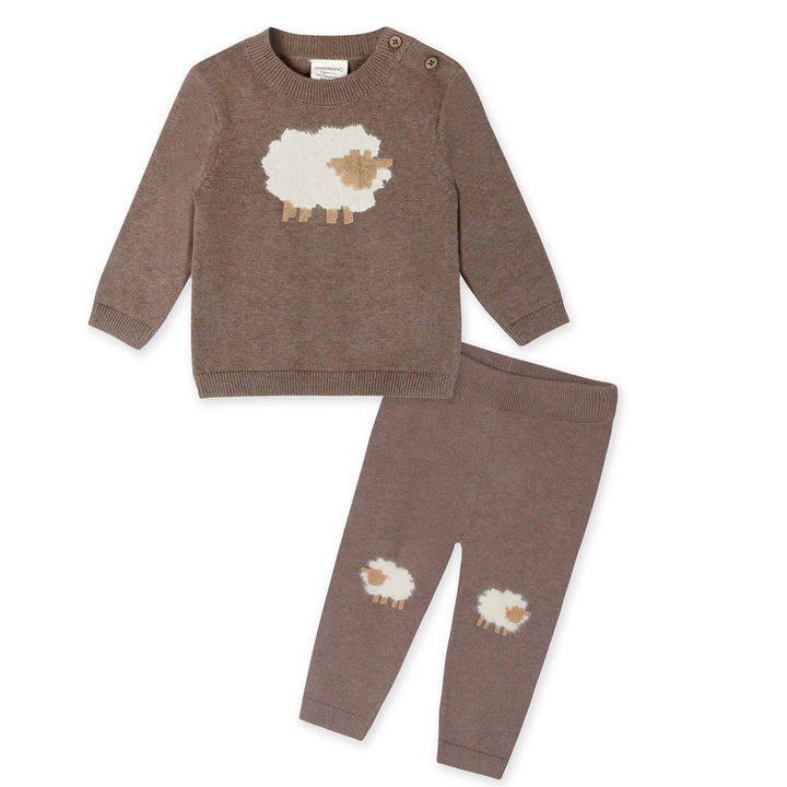 ORGANIC Sheep Jacquard Knit Baby Pullover &amp; Pant Set