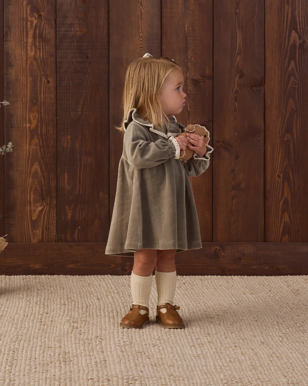 VELOUR BABY DRESS SPRUCE