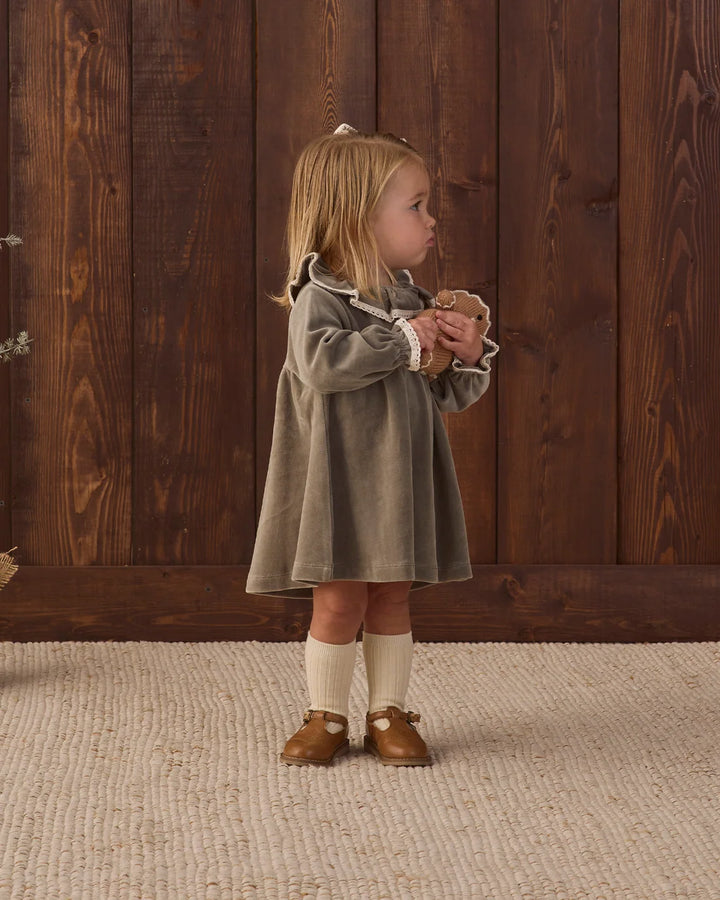 VELOUR BABY DRESS SPRUCE