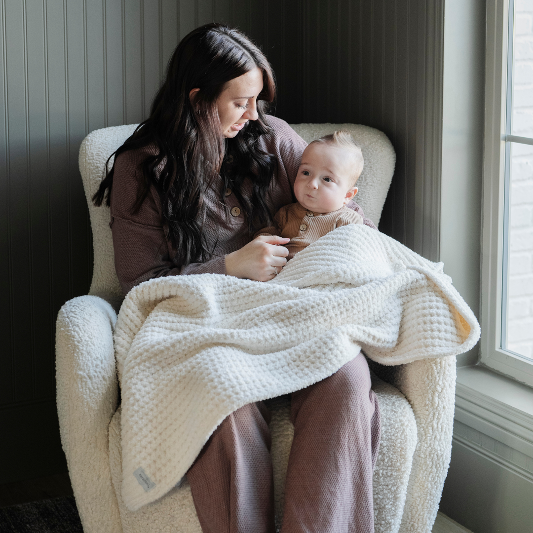 Waffle Knit Receiving Blanket Swan