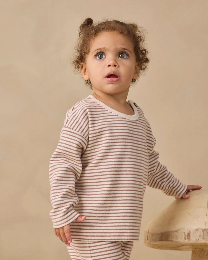 ORGANIC Long Sleeve Tee Cocoa Microstripe