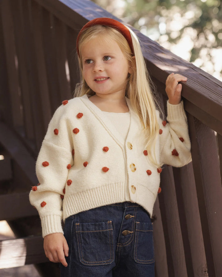 Boxy Crop Cardigan Ruby Bobble