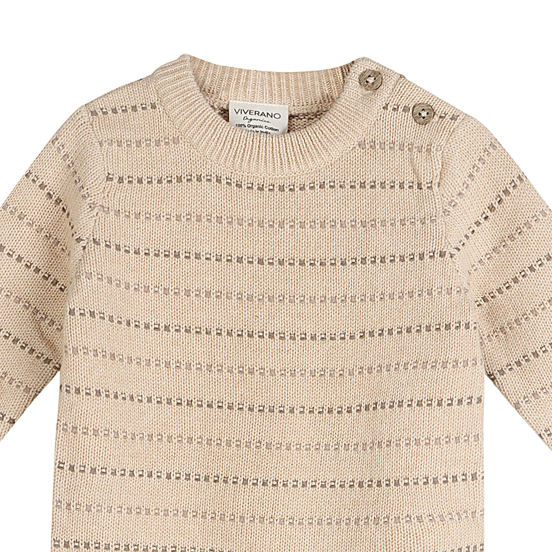 Aiden Textured Stripe Knit Baby Jumpsuit (Organic Cotton)