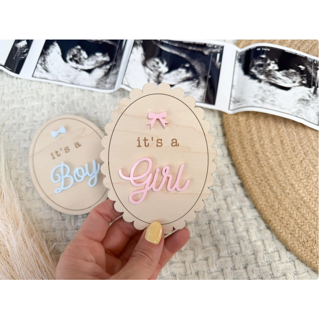 Baby Gender Reveal Wooden Sign