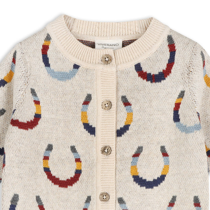 Horse Shoe Jacquard Knit Baby Cardigan (Organic Cotton)