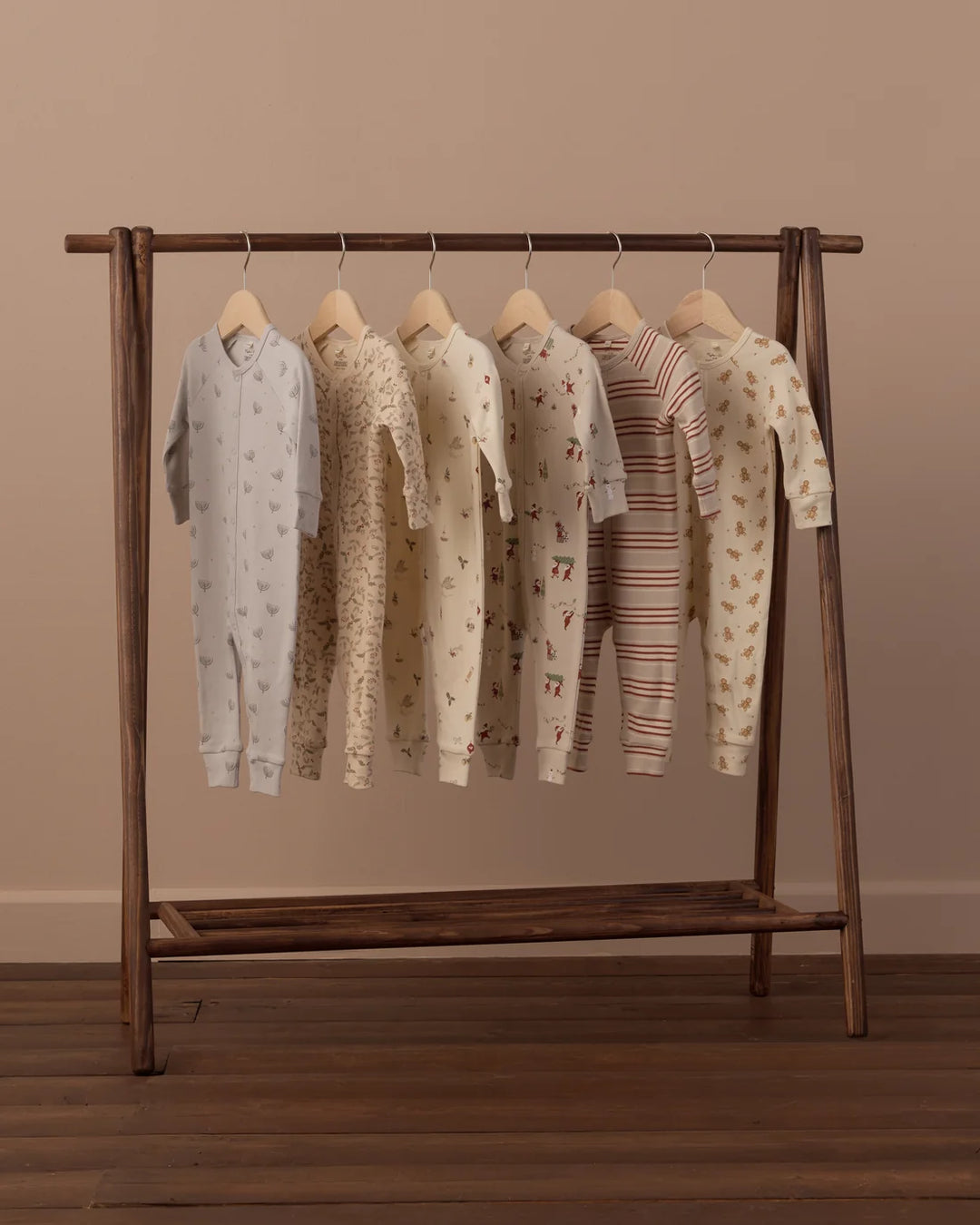 Organic Long John Pajamas Holiday Stripe