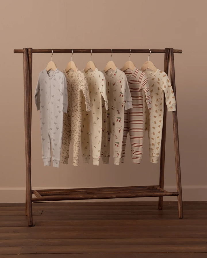 Organic Long John Pajamas Holiday Stripe