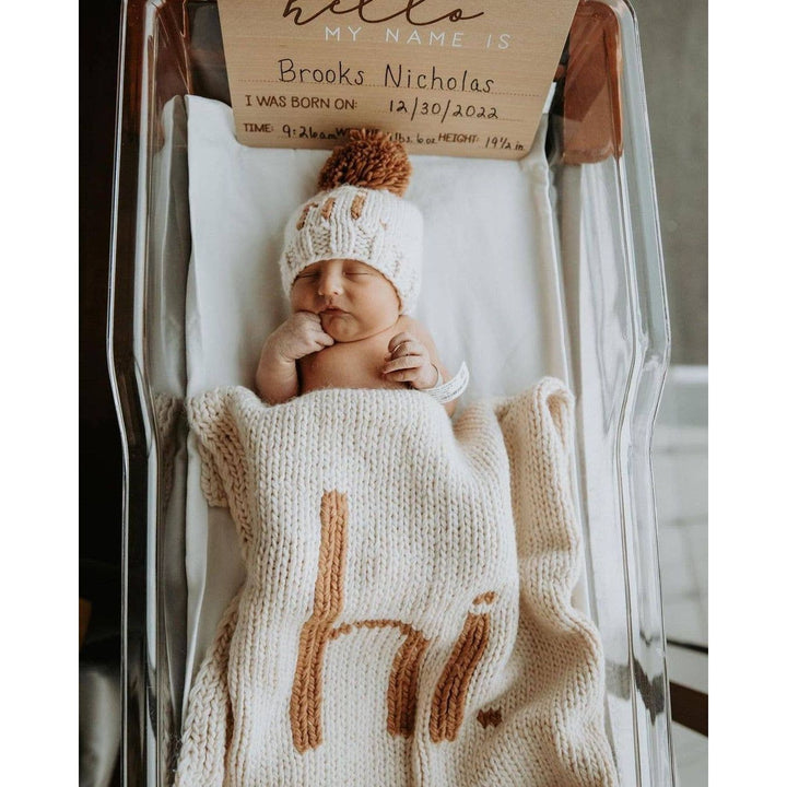 Hi. Hand Knit Baby Blanket : Pecan