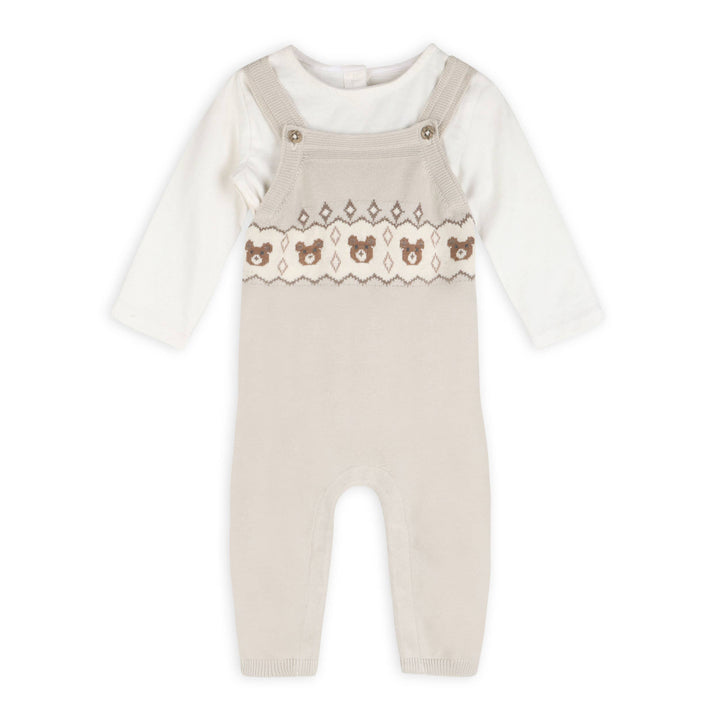 Bear Fair Isle Knit Baby Overall Set (Organic Cotton)