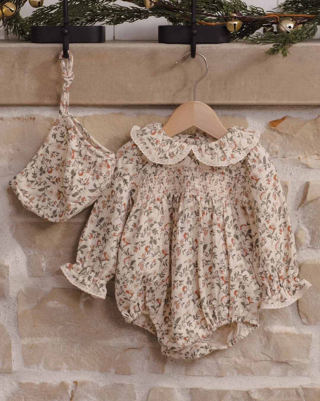 Woven Baby Bonnet Holiday Floral