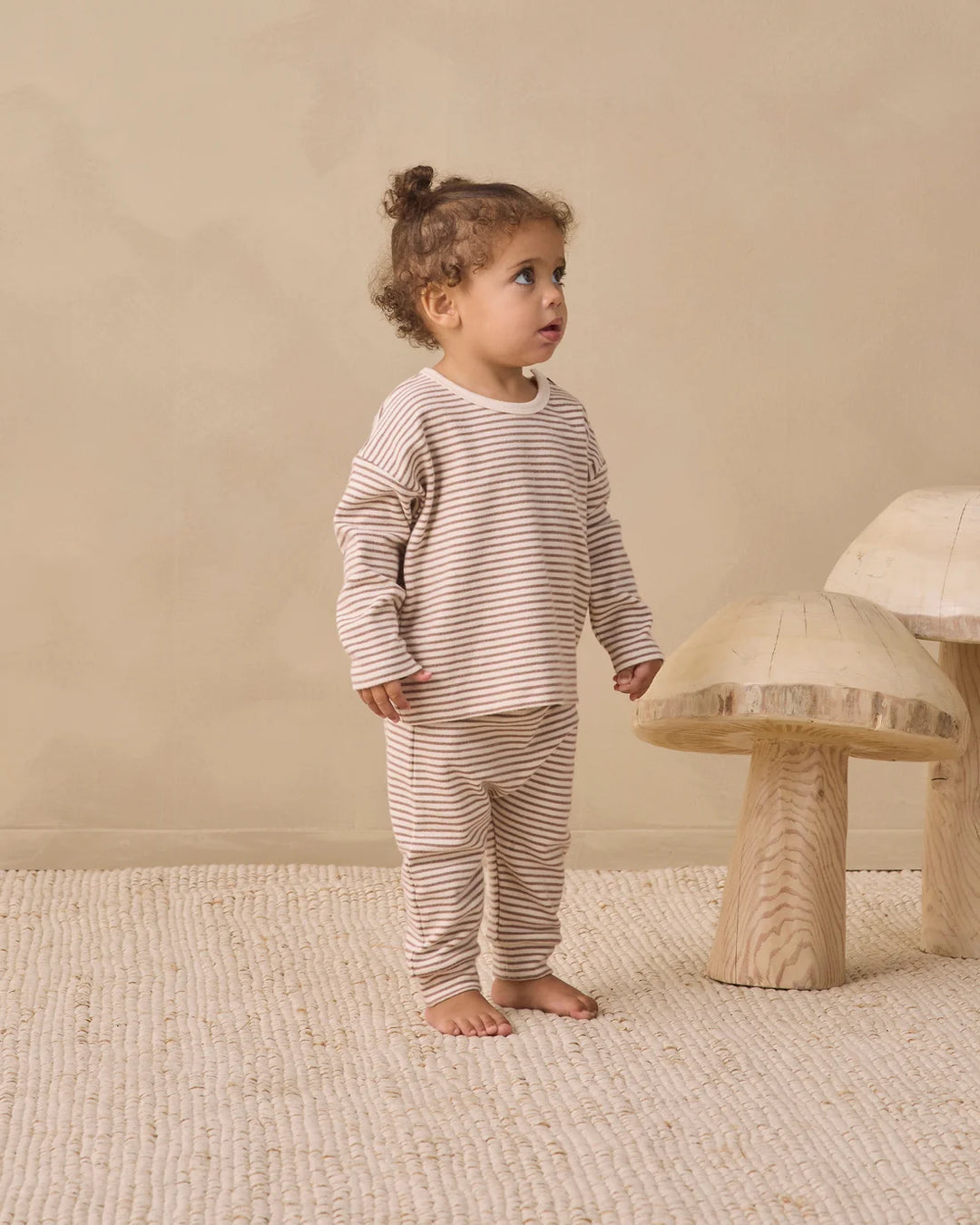 ORGANIC Drawstring Pant Cocoa Microstripe