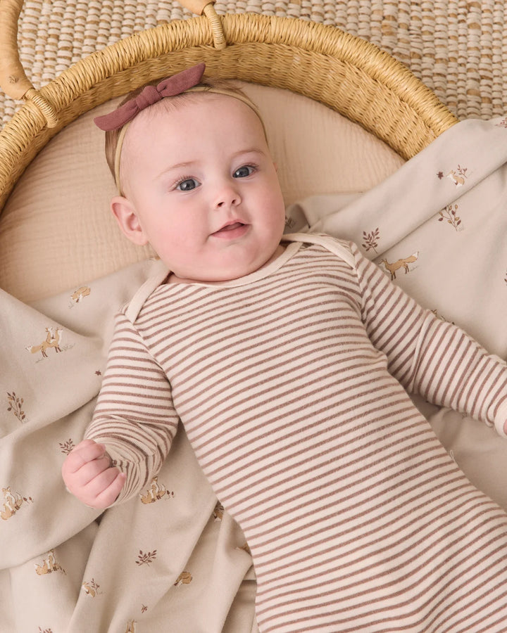 ORGANIC Baby Footie Cocoa Microstripe