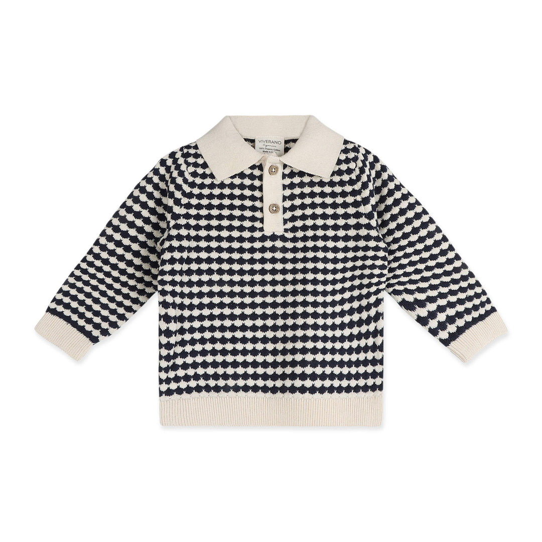 Leo Textured Knit Polo Baby Pullover &amp; Pant (Organic Cotton)