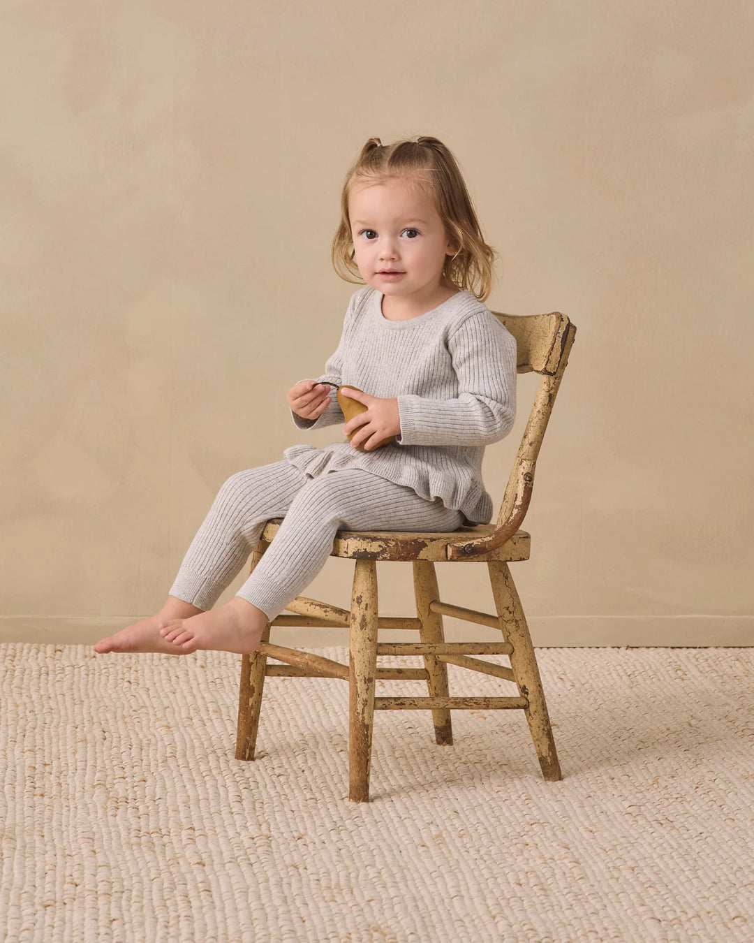 Rib Knit Peplum Top Heathered Fog