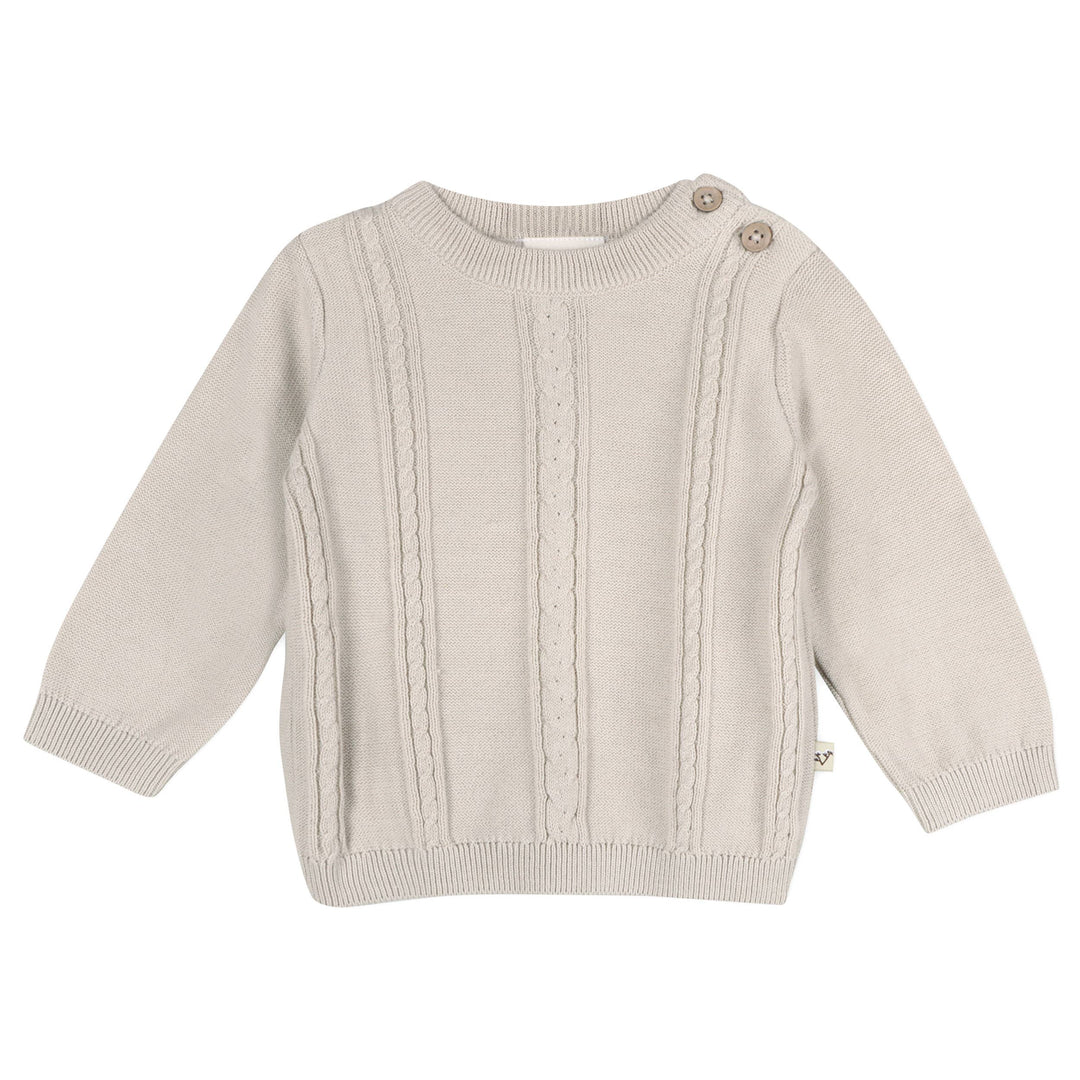 ORGANIC Classic Cable Knit Sweater ~ Stone