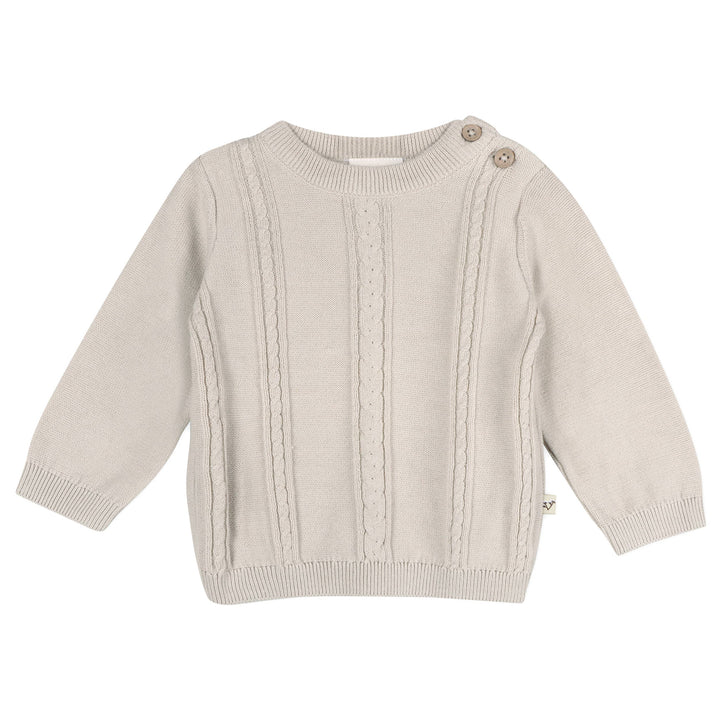 ORGANIC Classic Cable Knit Sweater ~ Stone