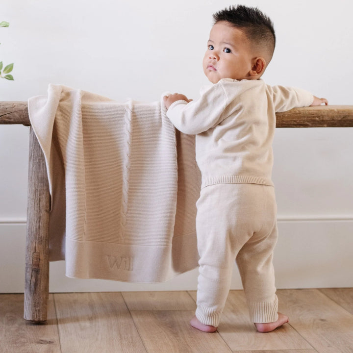 Heirloom Knit Receiving Blanket • Tan