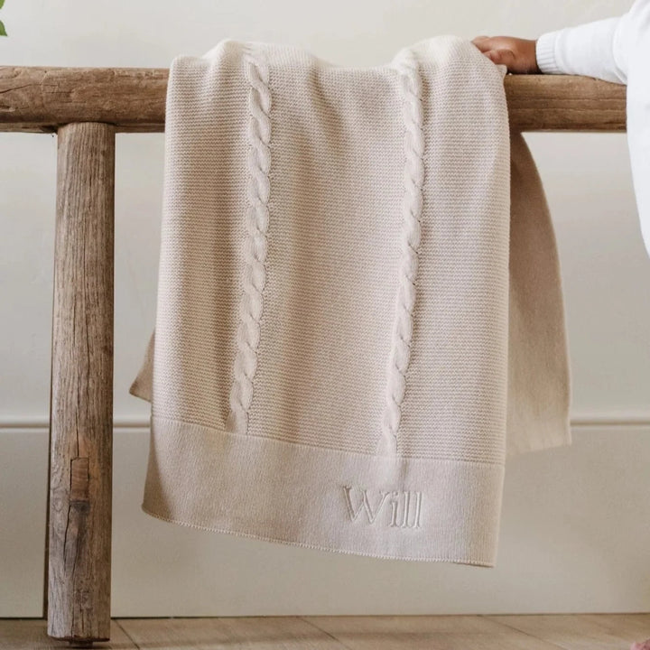 Heirloom Knit Receiving Blanket • Tan