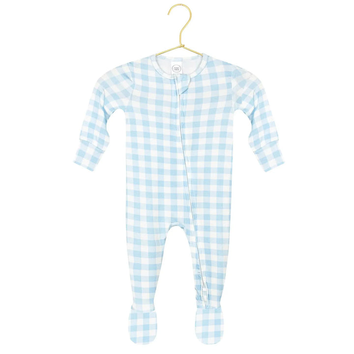 LOU LOU zipper footie • blue gingham