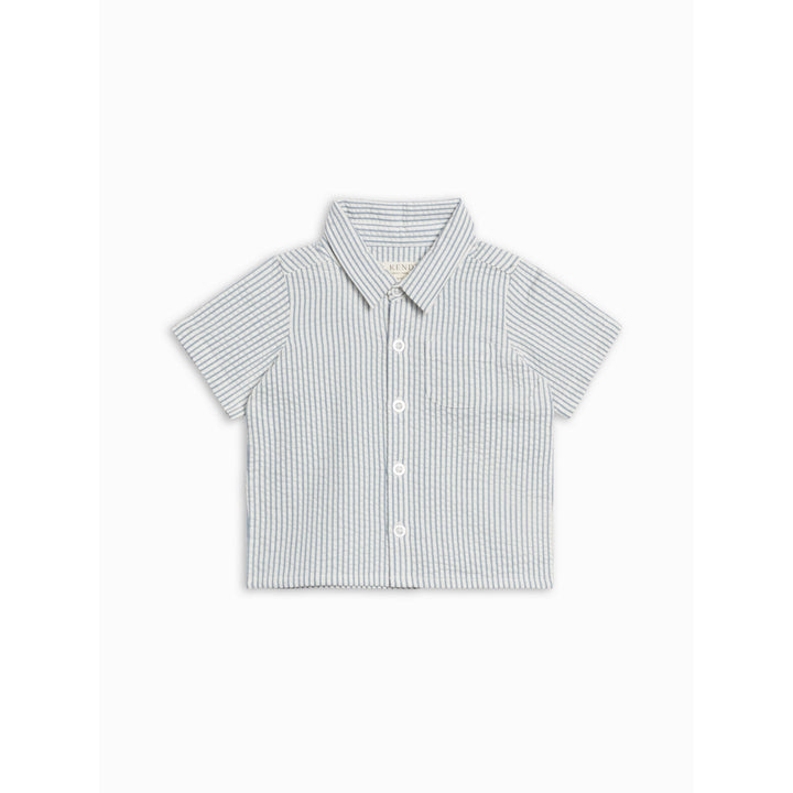 ORGANIC Landon Seersucker Button Down • Shore Stripe