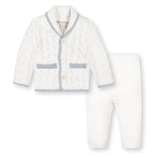 Organic Soft White Cable Cardigan and Legging Set