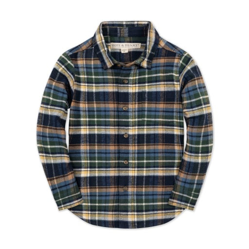 Organic Navy Cottage Plaid Flannel Shirt
