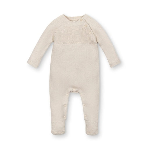 Organic Light Oatmeal Heather Footed Sweater Romper