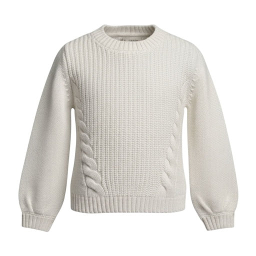 Organic Ivory Cable Bow Detail Cable Sweater