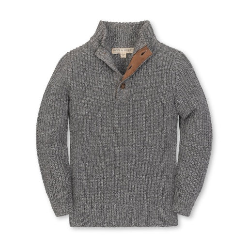 Organic Salt and Pepper Mock Neck Sweater