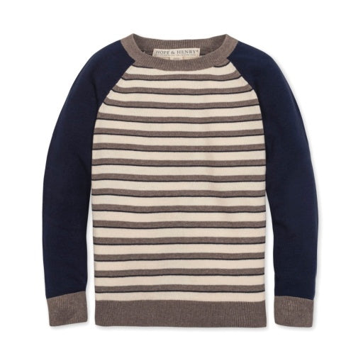 Organic Taupe Stripe Raglan Sweater