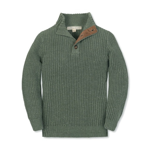 Organic Sage Fleck Mock Neck Sweater