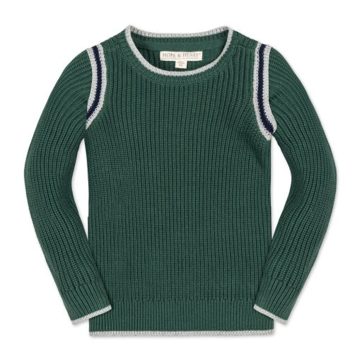 Organic Collegiate Green Sporty Crew Neck Sweater
