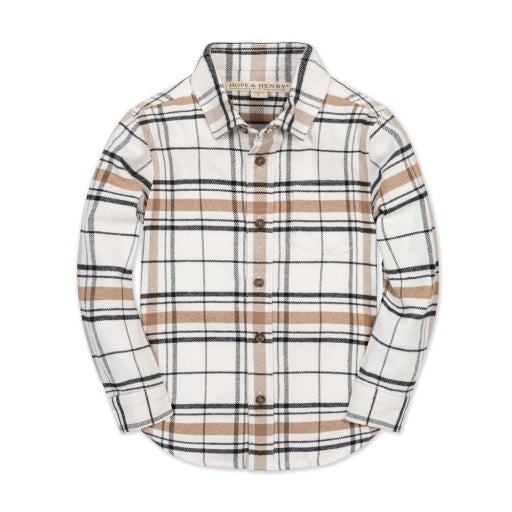Organic Soft White Heirloom Plaid Flannel Shirt