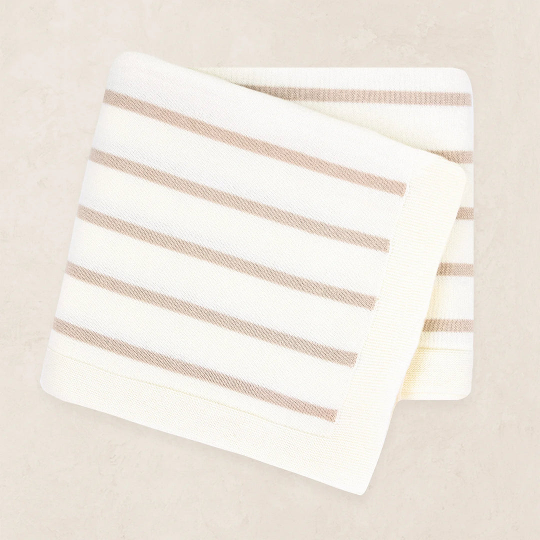 Knit Blanket - Tan Stripe