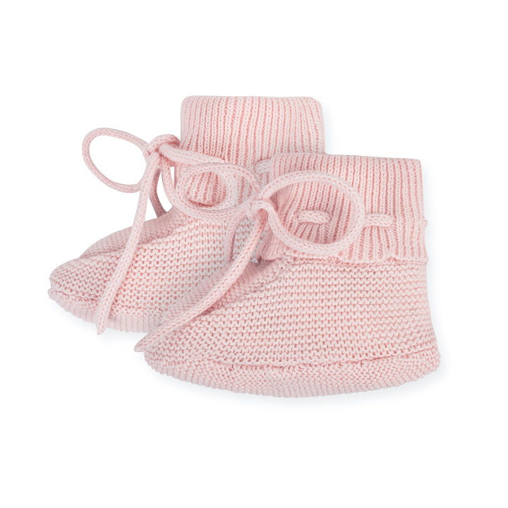 ORGANIC Sweater Bonnet And Bootie Set - Pale Pink