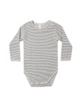 ORGANIC Waffle Long Sleeve Bodysuit Midnight Microstripe