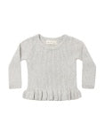 Rib Knit Peplum Top Heathered Fog
