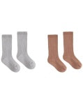 Ribbed Socks, 2-Pack Clay, Dusty Blue
