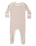ORGANIC Baby Footie Cocoa Microstripe