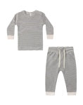 ORGANIC Waffle Top + Pant Set Midnight Microstripe