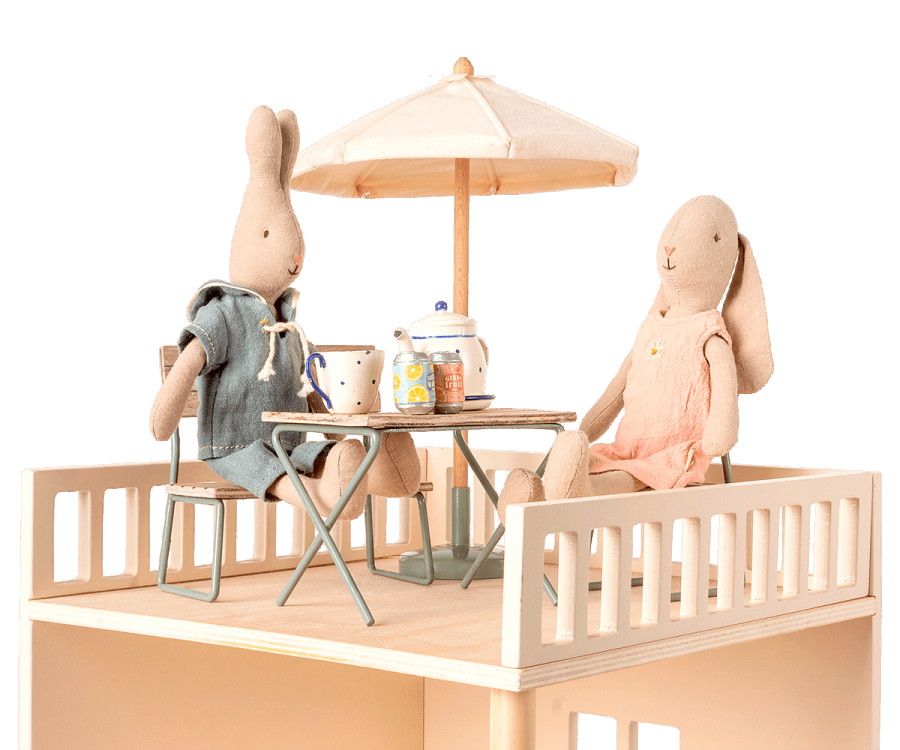 MAILEG Miniature garden set - Table with chair and bench