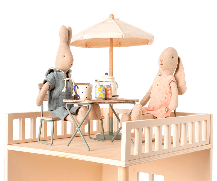 MAILEG Miniature garden set - Table with chair and bench